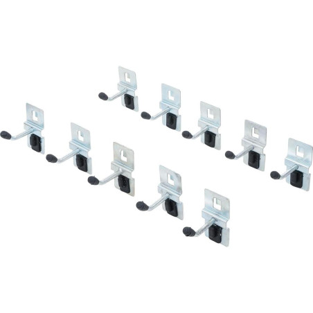 Jeu de Crochets Simples 10 pcs - 40 mm, Système Mural - Fixation Pratique et Polyvalente - BGS