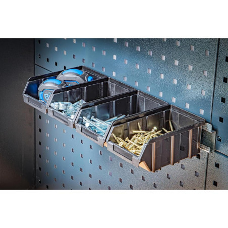 Jeu de 4 Bacs à Bec avec Rail d’Accrochage 19,8x9,8x47,1 cm - Système Mural - Organisation et Gain de Place - BGS
