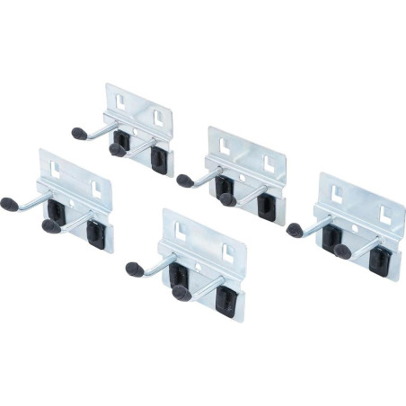 Jeu de Crochets Doubles 5 pcs - 40 mm - Système Mural - Fixation Pratique et Polyvalente, Acier - D-Work