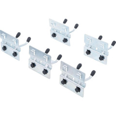 Jeu de Crochets Doubles 5 pcs - 40 mm, Système Mural - Fixation Pratique et Polyvalente - BGS