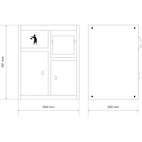 Armoire Basse avec Porte-Rouleaux et Module de Déchets - 58.4x84.3x69.1 cm - Acier, Fonctionnelle et Pratique - - BGS