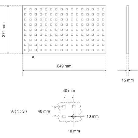 Panneau Mural Perforé Standard - 37,3 x 65,1 x 1,6 cm - Acier, Résistant et Polyvalent - Système Mural - D-Work