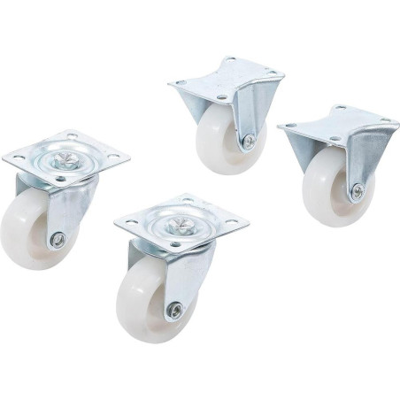 Jeu de 4 Roulettes Fixes et Direction 40 mm - Mobilité Facile et Résistante, Acier, Polyuréthane - D-Work