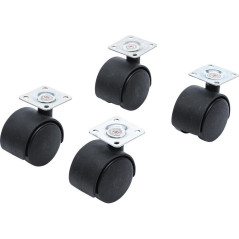 Jeu de 4 Roulettes Fixes et Direction 40 mm - Acier, Polyuréthane - Mobilité Facile et Résistante - BGS