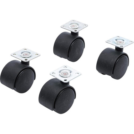 Jeu de 4 Roulettes Doubles de Direction Ø40 mm - Acier, Résistantes et Maniables - BGS