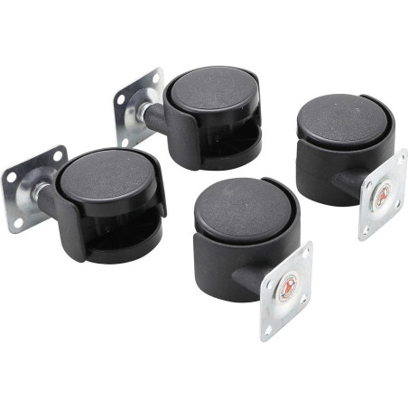 Jeu de 4 Roulettes Doubles de Direction D.40 mm - Acier, Résistantes et Maniables, 4 pcs - D-Work