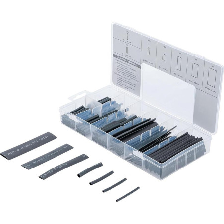 Assortiment de Gaines Thermo-Rétractables Noires 127 pcs - Polyoléfine, Protection et Isolation Électrique - D-Work