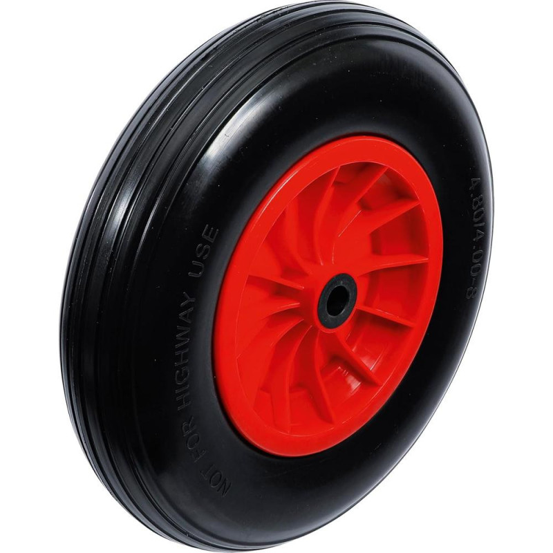 Roue de Brouette 400 mm - PU Rouge/Noir - Résistante et Durable - - BGS