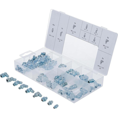Assortiment de Graisseurs 110 pcs - Lubrification Facile et Polyvalente, Plastique - D-Work