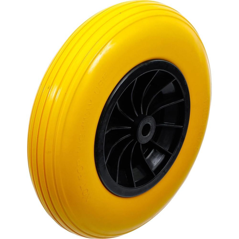 Roue de Brouette 400 mm - PU Jaune/Noir - Robuste et Durable - - BGS