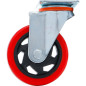 Roulette de Direction Ø100 mm - Rouge/Noire - Résistante et Polyvalente pour Mobilier et Équipements - BGS