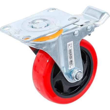 Roulette de Direction Ø100 mm - Avec Frein, Rouge/Noire - Maniabilité et Sécurité - BGS