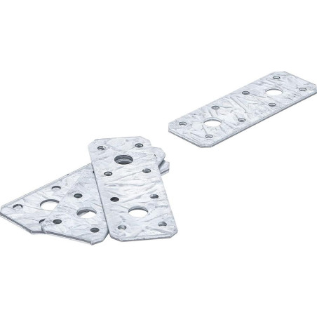 Plaque de Fixation Plate 4 Pièces 100x35x2 mm - Acier Résistant - Fixation Solide et Durable - BGS