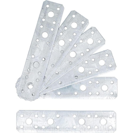 Assortiment de Tôles d Acier Perforées 4 Pièces 200x60x2 mm - Acier Résistant et Polyvalent - BGS