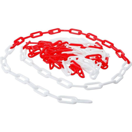 Chaîne de Barrage 5 m - Sécurité et Visibilité, Plastique Rouge et Blanc - D-Work