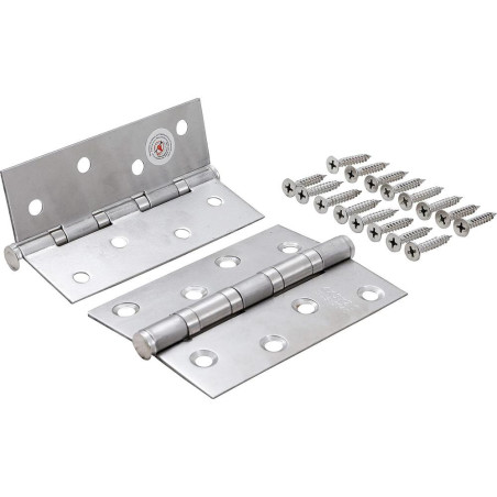 Jeu de Charnières Acier Inoxydable 100x40 mm - 2 Pièces - Résistantes et Durables - BGS