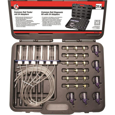 Testeur Common Rail - 24 Adaptateurs - Diagnostic Précis et Polyvalent, Plastique, Pro - D-Work