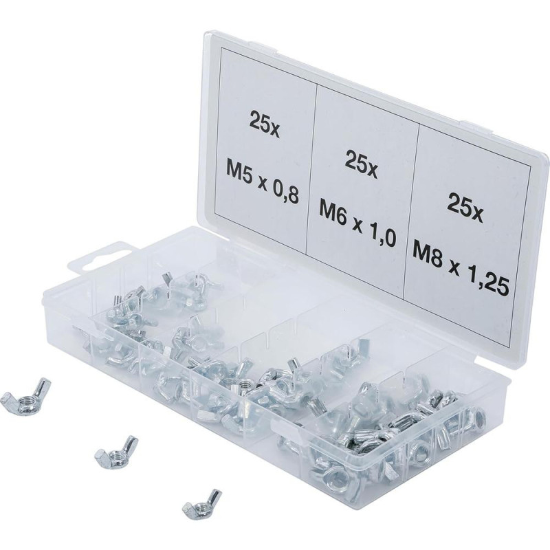 Assortiment d'Écrous-Papillons 75 pcs - Acier, Faciles à Manipuler, Pro - D-Work Assortiment d'Écrous-Papillons 75 pcs - Acier, Faciles à Manipuler, Pro - D-Work