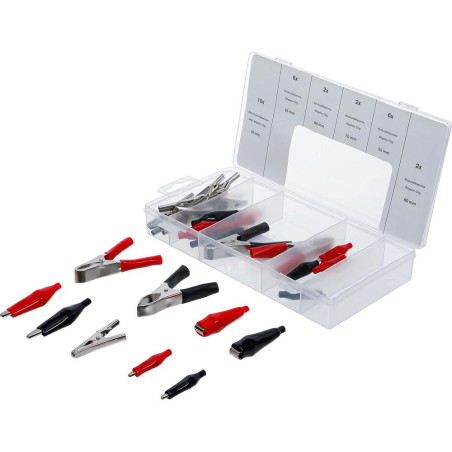 Assortiment de Pinces Crocodiles 28 pcs, Acier, Compact et Pratique, Zones Difficiles - D-Work