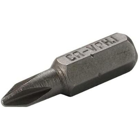 Embout Cruciforme PH1 6,3 mm - L. 25 mm - Précision et Fiabilité, Acier - D-Work