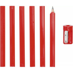Crayons de Menuisier 7 pcs 175 mm - Avec Taille-Crayon - Précision et Praticité, Pro - D-Work