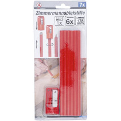 Crayons de Menuisier 7 pièces 175 mm - Avec Taille-Crayon - Précision et Praticité - BGS