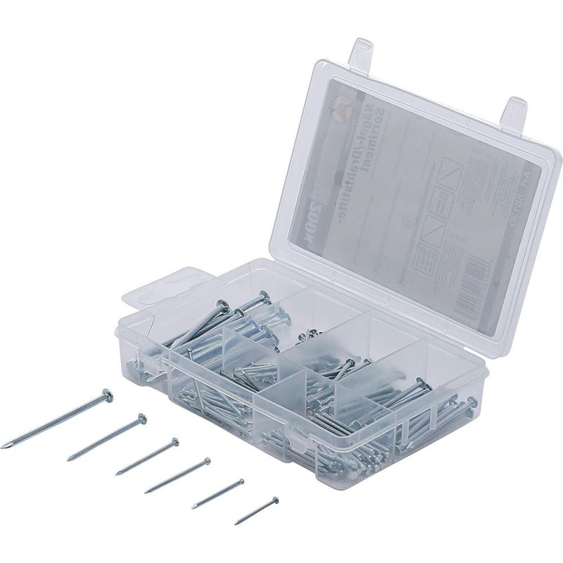Assortiment de Clous et Pointes 200 pcs - Acier, Usage Polyvalent - Fixation Fiable et Durable - D-Work Assortiment de Clous et Pointes 200 pcs - Acier, Usage Polyvalent - Fixation Fiable et Durable - D-Work