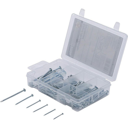 Assortiment de Clous et Pointes 200 pcs - Fixation Fiable et Durable, Acier, Usage Polyvalent - D-Work