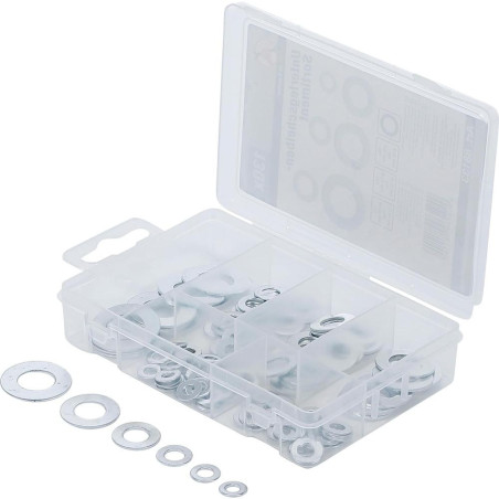 Assortiment de Rondelles D.4-12 mm - 130 pcs, Acier, Résistantes et Polyvalentes - D-Work