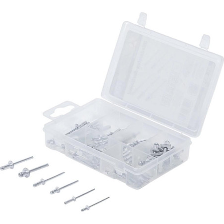 Assortiment de Rivets Pop D.2,4-4,8 mm - 70 pcs - Fixation Facile et Durable - Acier Résistant - D-Work