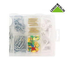 Assortiment de Crochets à Tableau 97 Pièces - Acier, Multicolore - Fixation Facile et Polyvalente - BGS