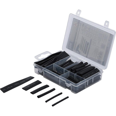 Assortiment de Gaines Thermorétractables Noir - 90 pcs - Protection et Isolation Électrique - D-Work