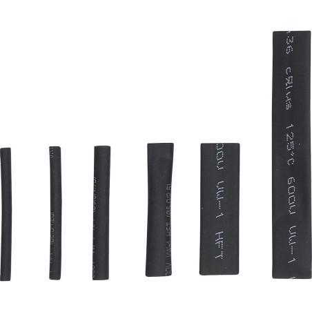 Assortiment de Gaines Thermorétractables Noir - 90 pcs - Protection et Isolation Électrique - D-Work