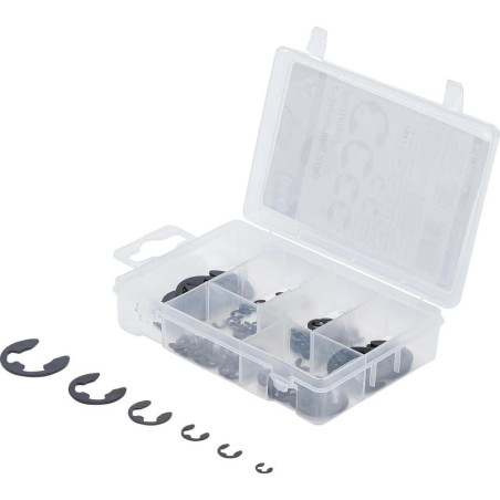 Assortiment de Circlips Profil E 3-15 mm - 94 pcs - Fixation Sécurisée, Acier Résistant - D-Work