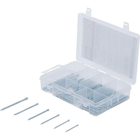 Assortiment d Aiguilles de Plinthe et Panneau 100 pièces - Acier, Dimensions 8,2x2,6x13,8 cm - Fixation Précise et Polyval - BGS