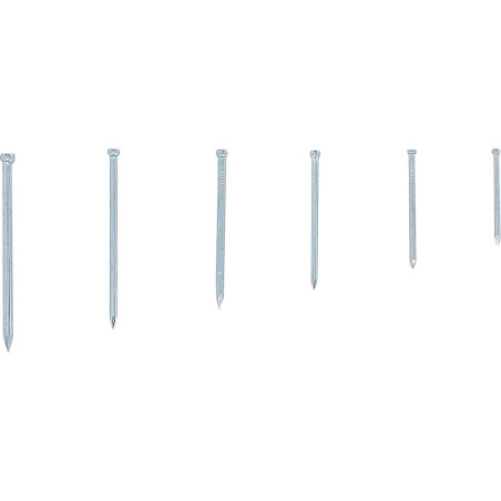 Assortiment d Aiguilles de Plinthe et Panneau 100 pièces - Acier, Dimensions 8,2x2,6x13,8 cm - Fixation Précise et Polyval - BGS