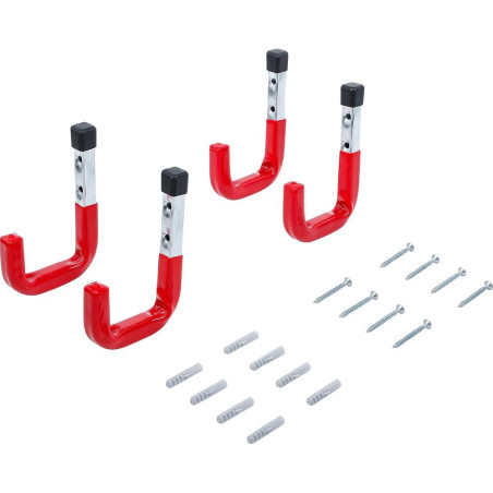 Jeu de Crochets Muraux 4 pcs, Acier, Fixation Facile et Solide - D-Work