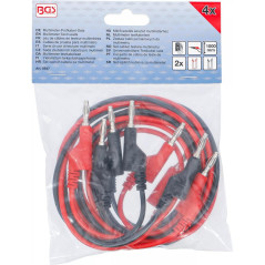 Jeu de Câbles de Testeur Multimètres 4 mm - - Connexion Fiable et Sécurisée - BGS