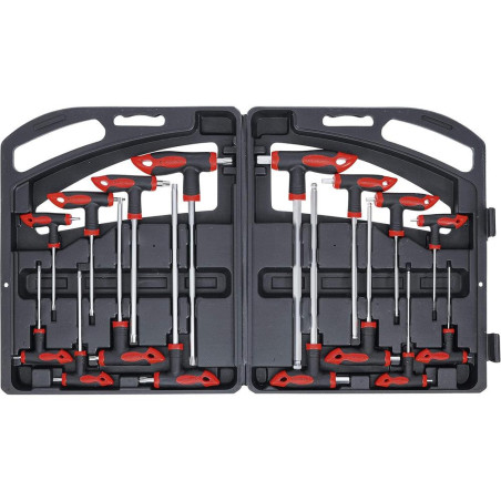 Clés Poignée T 16 pcs - Six Pans Intérieurs Torx - Précision et Confort d Utilisation, Acier - D-Work