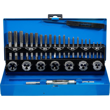 Jeu de Tarauds M3-M12 32 pcs - Pro, Acier, Résistants et Précis - D-Work