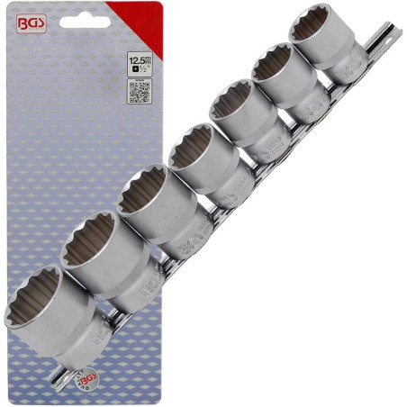 Jeu de Douilles 1/2 7 pcs 20-32 mm - Acier, Douze Pans - Polyvalence et Précision, Pro - D-Work