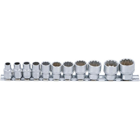 Jeu de Douilles 3/8 10 mm - 11 pcs, Douze Pans - Précision et Robustesse, Chrome-Vanadium, Pro - D-Work