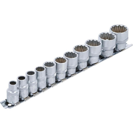Jeu de Douilles 3/8 10 mm - 11 pcs, Douze Pans - Précision et Robustesse, Chrome-Vanadium, Pro - D-Work