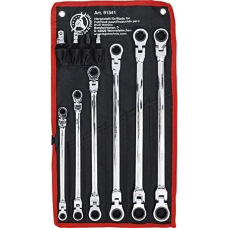 Jeu de Clés à Oeil à Cliquet 8-19 mm - 10 pcs - Précision et Confort d Utilisation - Acier Résistant - D-Work