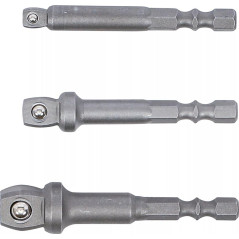 Jeu d Adaptateurs à Bascule de Perceuse 6,3 mm (1/4 ) - 3 Pièces - Compatibilité et Praticité - BGS