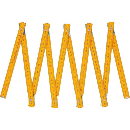 Mètre Pliant Bois 2 m - Compact et Précis - Mesure Facile et Durable - BGS