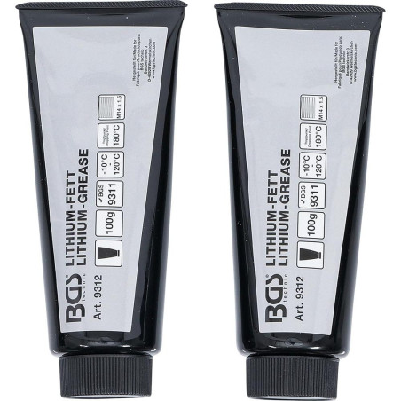 Graisse Lithium pour Mini-Pompe à Graisse - 2 Tubes - Lubrification Efficace et Protection Anti-Usure - - BGS