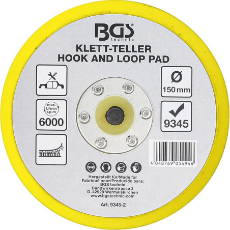 Plateau Autoagrippant Ø150 mm - Compatible Art. 9345 - Fixation Rapide et Pratique - BGS