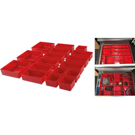 Compartiments de Rangement Plastique 17 Pièces - Pour Servante d’Atelier - Organisation et Praticité - BGS