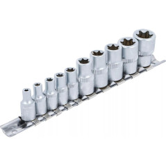 Jeu de Douilles à Profil E 6,3 mm (1/4) - 10 pcs E4 à E16 - Précision et Polyvalence, Acier - D-Work